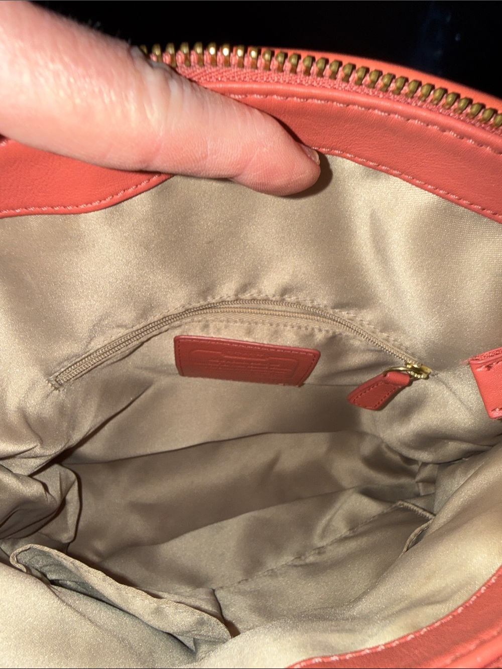 Coach Coral Leather Shoulder Bag with Coral Accent Wallet - Picture 8 of 12